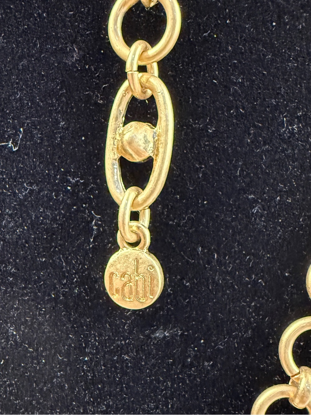 CAbi Gold Tone Double Circle Pendant Long Statement Necklace - Picture 3 of 5